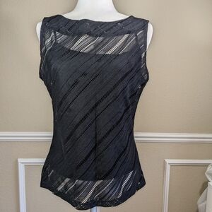 Sleeveless Shiny Sheer Black 2 Piece Top by Moa Moa